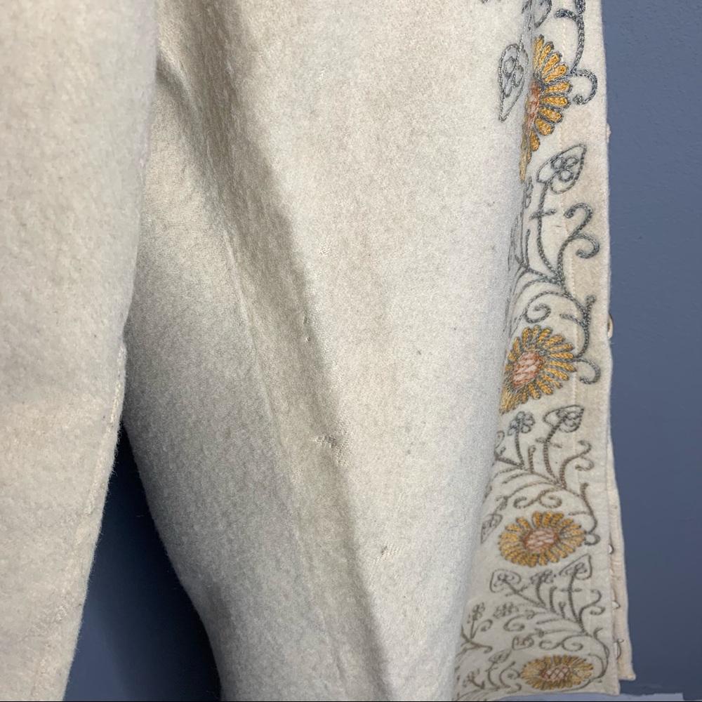 Vintage 1960s Boho Sweater Coat Embroidered Wool - Picture 4 of 5